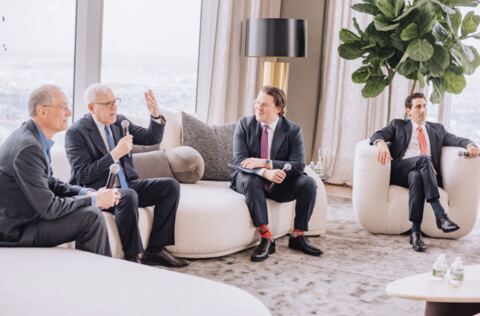 David Rubenstein, David Golub, Robert Amoruso, and Erik Oros in panel discussion at Central Park Tower