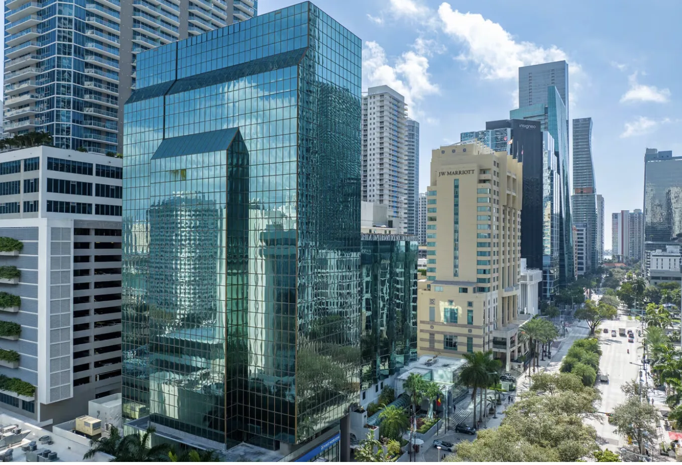 Miami Brickell skyline with glass towers